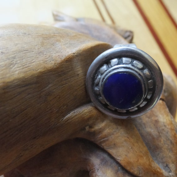 Lapis Lazuli and Turkmen Silver Ring......Size 8 - image 2