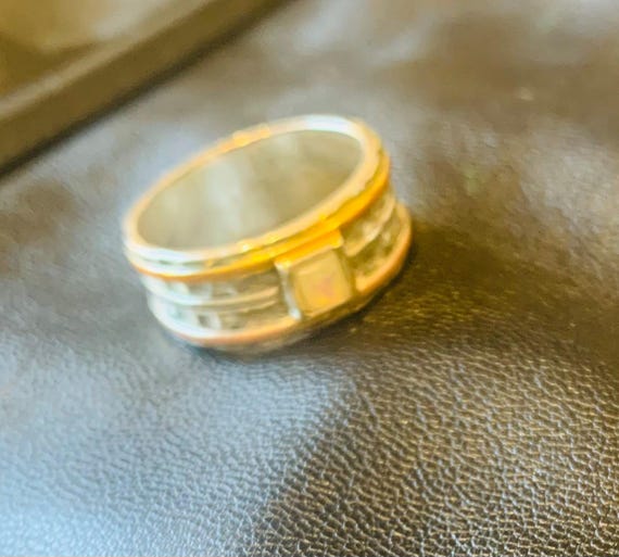 spinner ring tri colored with moonstone....size 1… - image 3