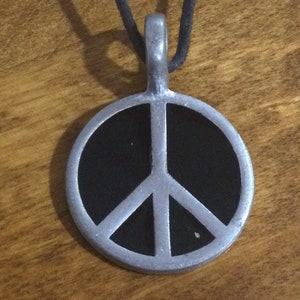 Pewter and enamel peace pendant
