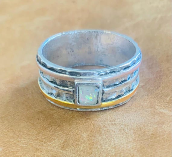 spinner ring tri colored with moonstone....size 1… - image 6