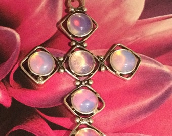 Moonstone and sterling cross comes with sterling chain