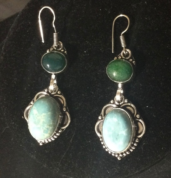 Larimar and silver earrings - image 1