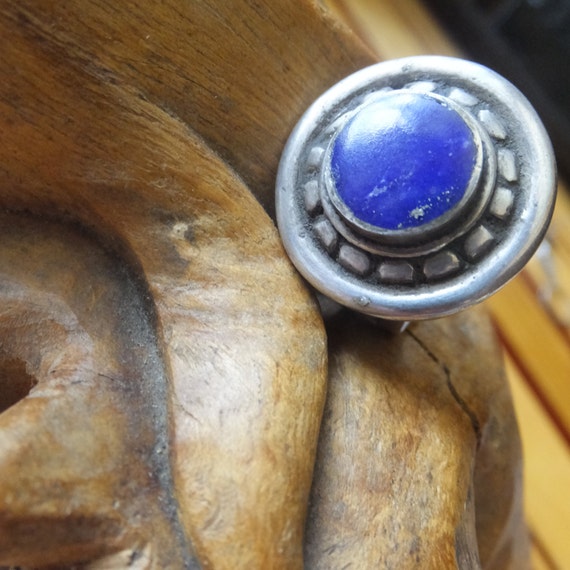 Lapis Lazuli and Turkmen Silver Ring......Size 8 - image 1
