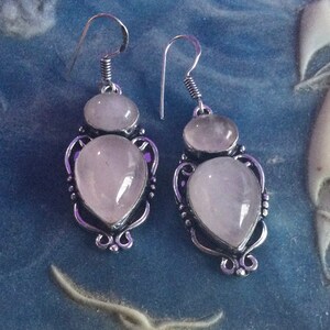 Rose Quartz and sterling earrings
