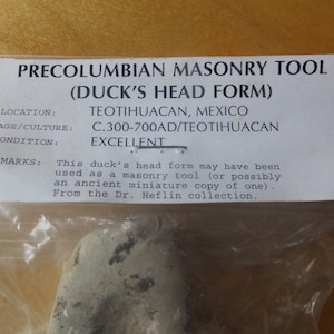 Pre Columbian Masonry Tool In the form of a Duck Head