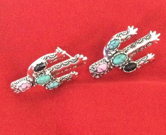 Cactus earrings with turquoise - image 6