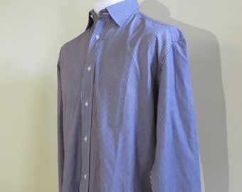 Koszula męska w paski oxford w stylu vintage, klasyczny styl, rozmiar L/XL
