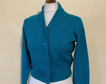 Cardigan pour femme style années 40/50, turquoise clair, taille M