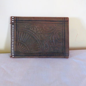 Portefeuille western mexicain vintage années 60/70 en cuir marron