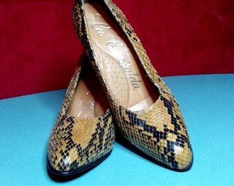 Vintage décolleté pump snake skin woman shoes 36 EU size