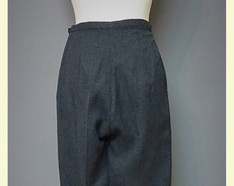 Vintage woman pants 50s/60s trousers in grey light wool 26 W