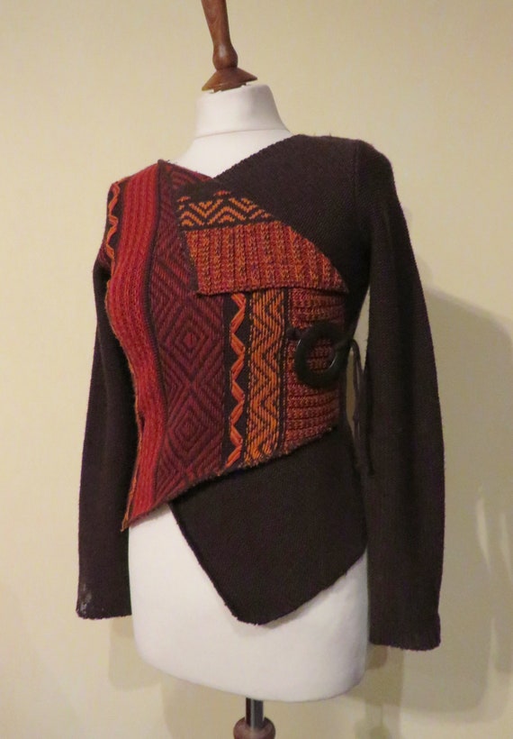 Vintage 1970s  Brown and orange wool Pullover , H… - image 1