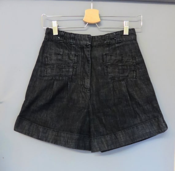 Vintage 40s /50s style Black jeans shorts S/M 26W