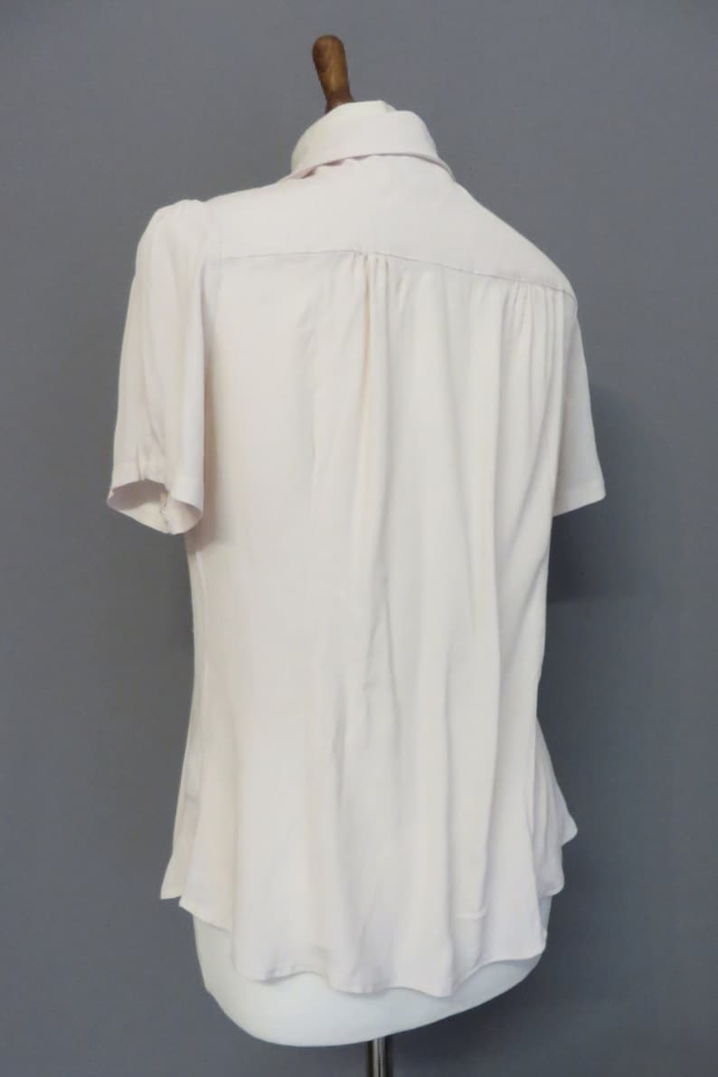 ivory white crepe blouse II war style 1940s Repro Woman Shirt Rockabilly girl