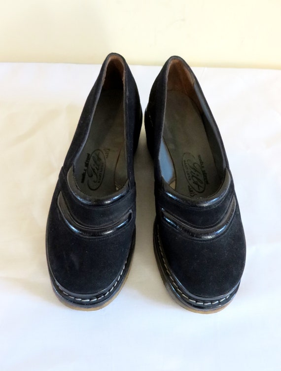 Original Vintage 1940s /50s shoes , Black suede w… - image 2