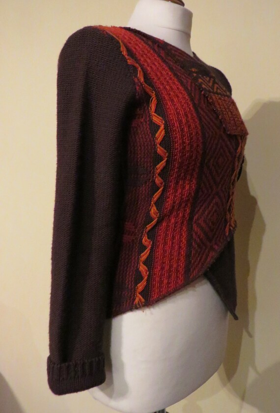 Vintage 1970s  Brown and orange wool Pullover , H… - image 5