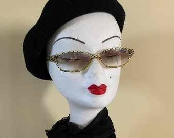 Vintage  nice eyewear  , transparent yellow with black dot eyeglasses