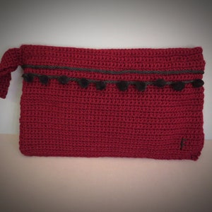 Vintage 40er Jahre Stil Pochette, Handgemachte Bordeaux Handtasche