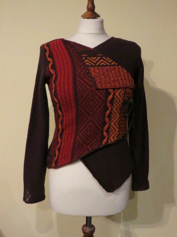 Vintage 1970s  Brown and orange wool Pullover , H… - image 2