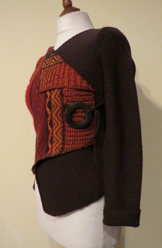 Vintage 1970s  Brown and orange wool Pullover , H… - image 3