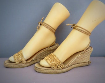 Vintage summer shoes 40s/50s style straw effect 7 US /37 EU size