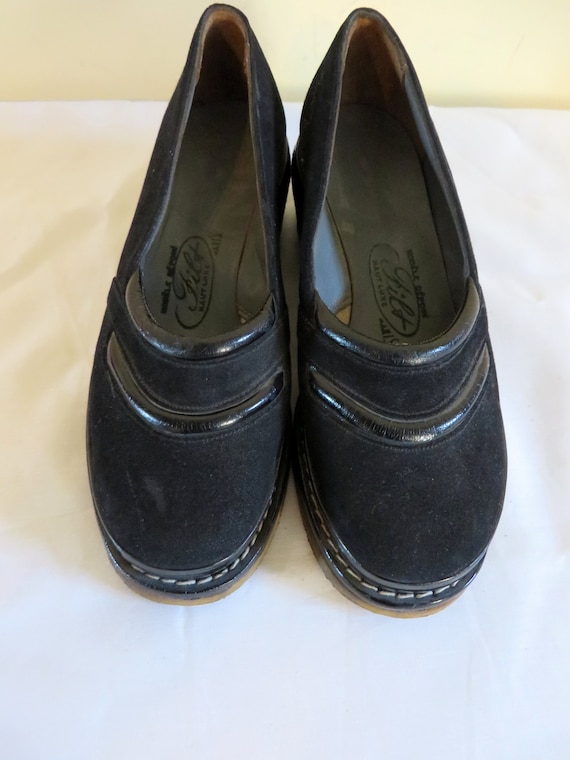 Original Vintage 1940s /50s shoes , Black suede w… - image 6