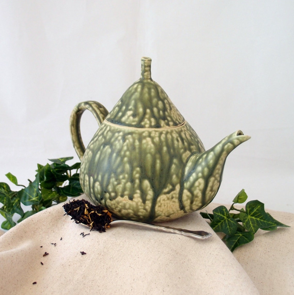 Handmade Teapot Wheelthrown & Altered Green holds 16 oz Etsy