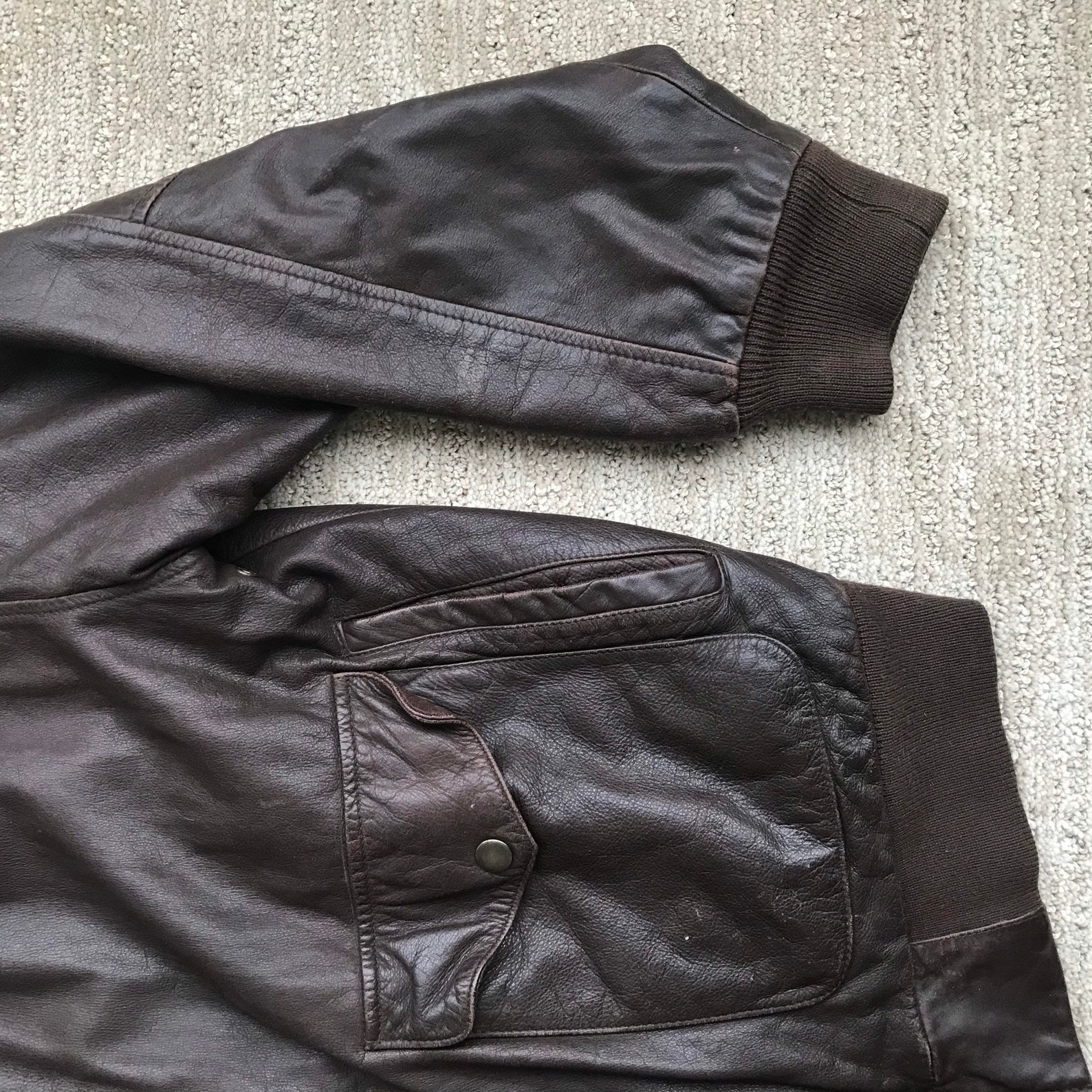 Vintage brown leather Hill & Archer bomber jacket | Etsy
