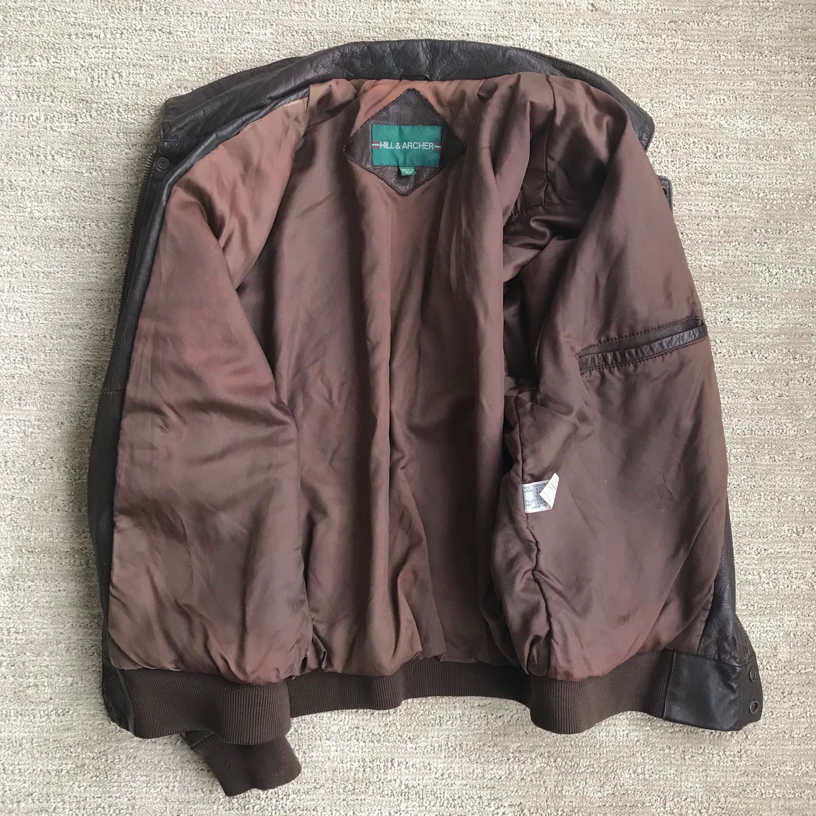 Vintage brown leather Hill & Archer bomber jacket Etsy