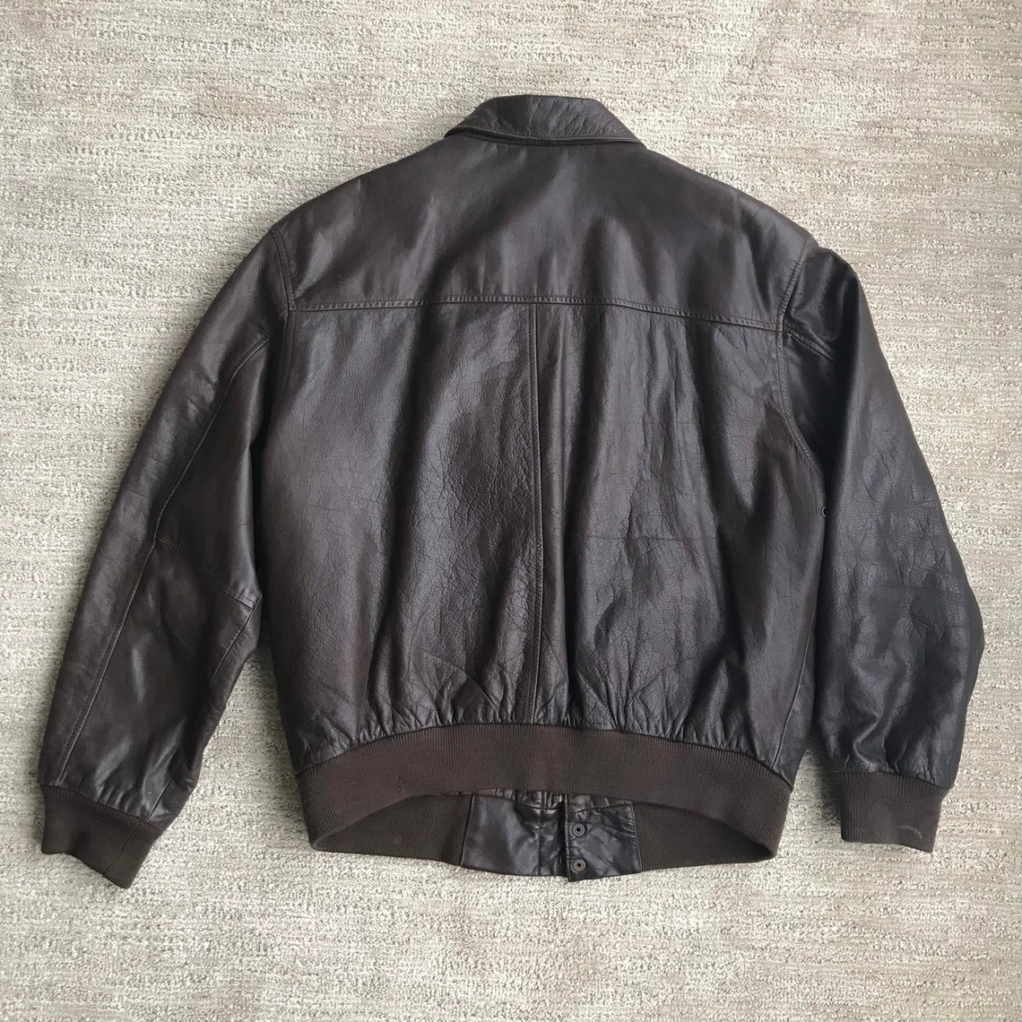 Vintage brown leather Hill & Archer bomber jacket | Etsy