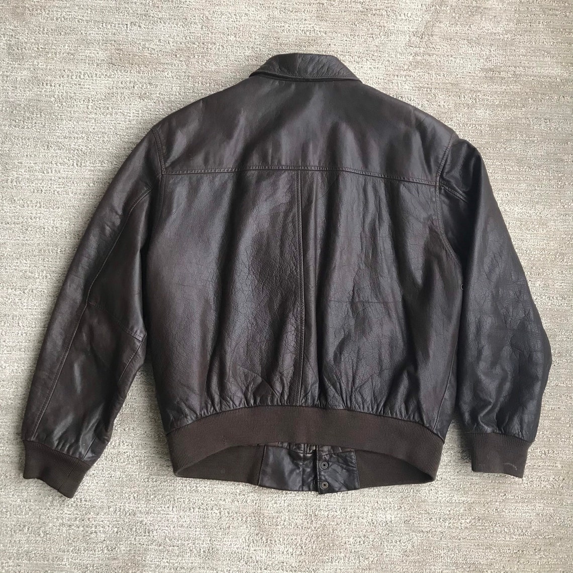 Vintage brown leather Hill & Archer bomber jacket Etsy