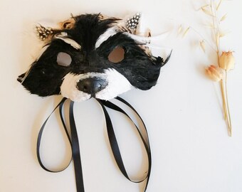 Luxury Raccoon Mask, Animal Mask, Cosplay Mask, Masquerade Mask, Halloween Mask, Fancy Dress Headdress, Animal Costume