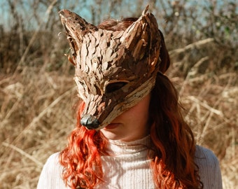 Vegan Foraged Tree Bark Red Fox Mask (plus mental health charity donation)