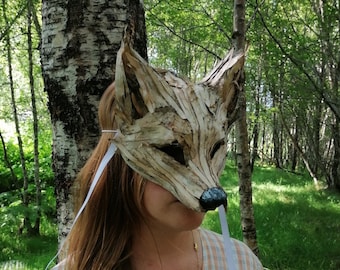 Vegan Foraged Bark White Fox Mask (plus mental health charity donation)