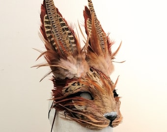 Luxury Brown Hare Mask, Large Brown Rabbit Mask, Halloween Mask, Christmas Fancy Dress, Festival Headdress, Cosplay Animal Mask
