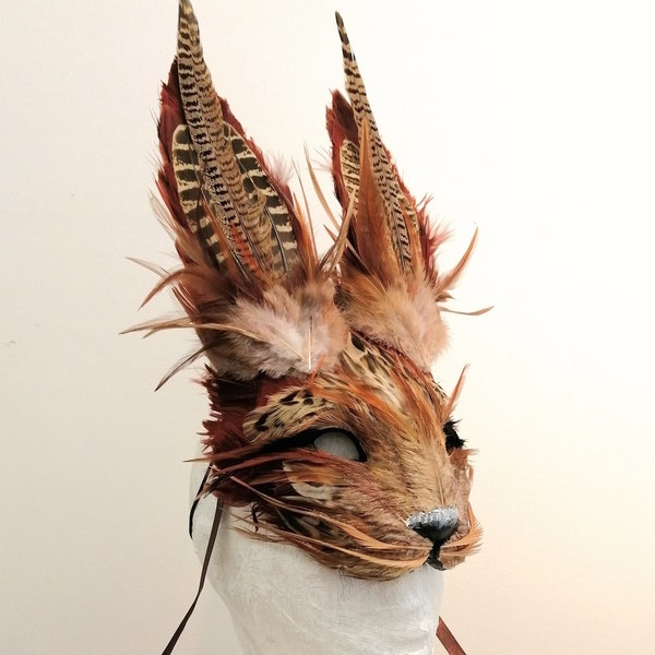 Luxury Brown Hare Mask, Large Brown Rabbit Mask, Halloween Mask, Christmas Fancy Dress, Festival Headdress, Cosplay Animal Mask