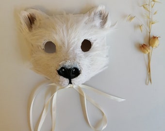 Luxury White Bear Mask, Snow Bear Mask, Arctic Bear Mask, Winter Animal Headdress, Halloween Mask, Halloween Costume, Christmas Fancy Dress