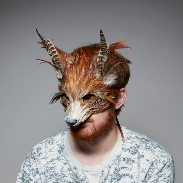 Luxury Red Fox Mask, Unisex Adult Fox Mask, Woodland Animals, Festival  Feather Headdress, Carnival Mask, Fox Masquerade Mask, Fox Mask