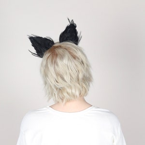 Black Cat Ears, Animal Ears, Cat Ears, Cat Headband, Animal Costume, Feather Headband, Feather Ears, Fancy Dress Costume image 5