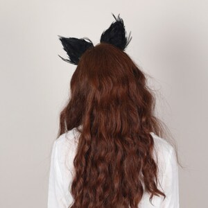 Black Cat Ears, Animal Ears, Cat Ears, Cat Headband, Animal Costume, Feather Headband, Feather Ears, Fancy Dress Costume image 3