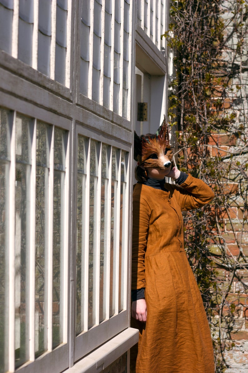 Luxury Red Fox Mask, Unisex Adult Fox Mask, Woodland Animals, Festival Feather Headdress, Carnival Mask, Fox Masquerade Mask, Fox Mask image 8