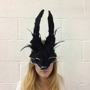 Luxury Black Embellished Rabbit Mask, Unisex Rabbit Mask, Animal Mask ...