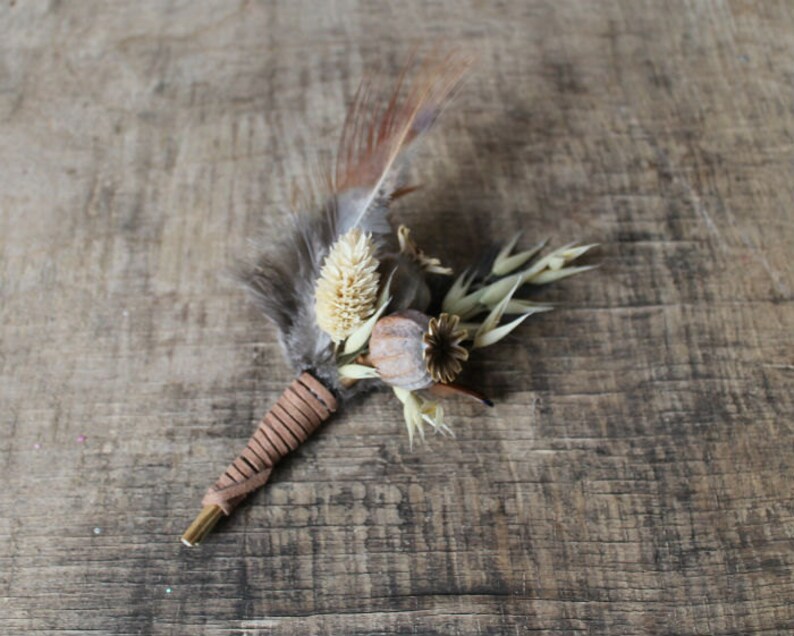 Wild Feather Button Holes // Boutonniere, Vintage Wedding, Groom ...