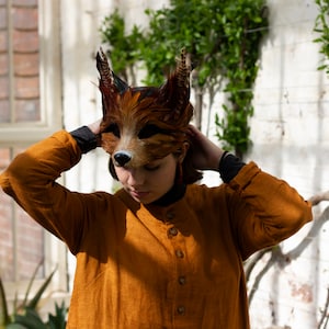 Luxury Red Fox Mask, Unisex Adult Fox Mask, Woodland Animals, Festival Feather Headdress, Carnival Mask, Fox Masquerade Mask, Fox Mask image 6