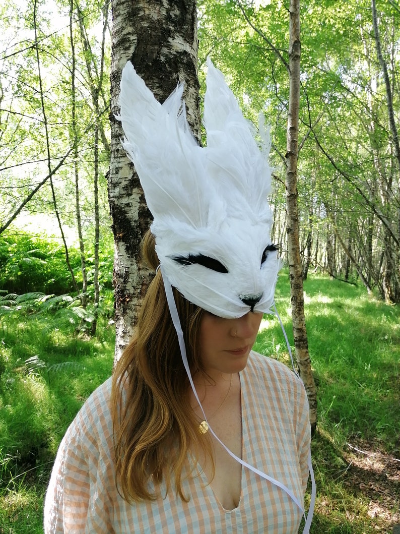 Luxury White Hare Mask Large White Rabbit Mask Alice in | Etsy