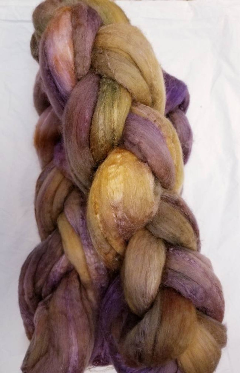 MerinoTussah Silk Hand Dyed Roving Spot of Tea