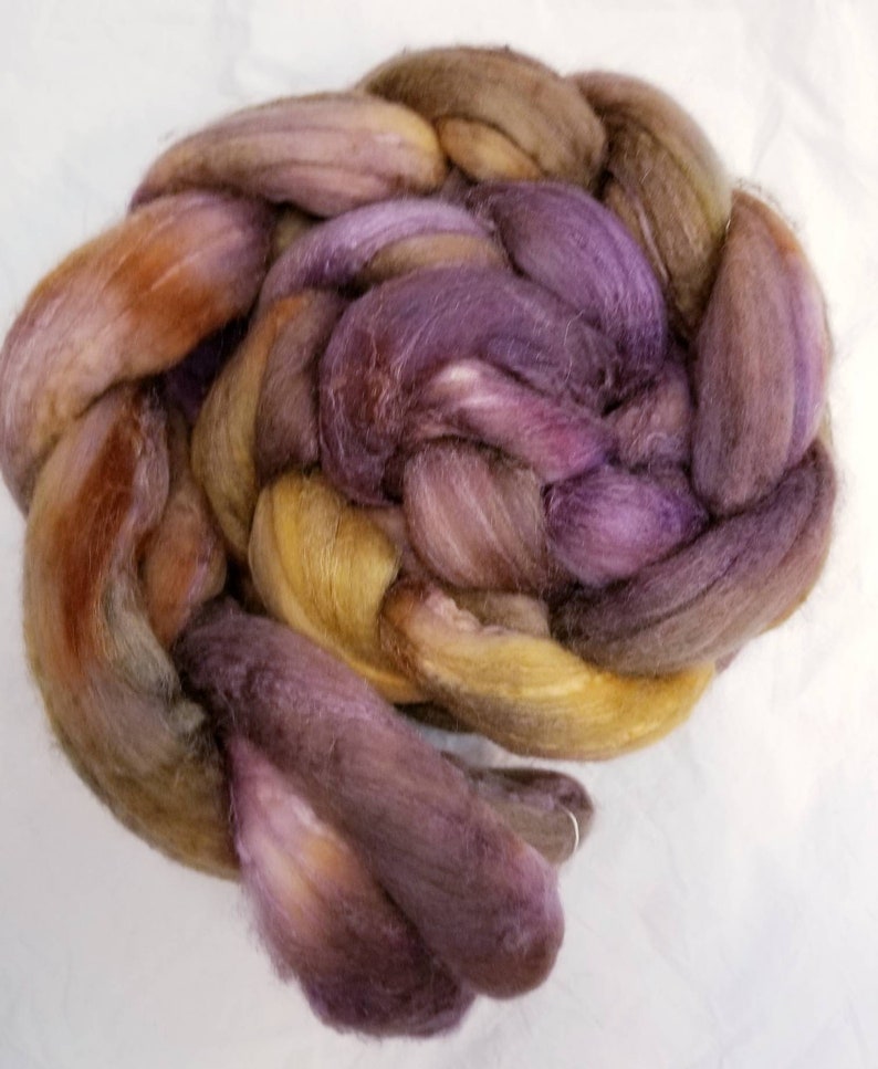 MerinoTussah Silk Hand Dyed Roving Spot of Tea