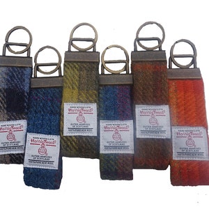 Porte-clés anneau/boucle en tissu Harris tweed, cadeau écossais pour homme et femme