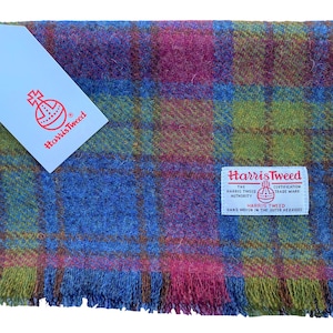 Harris Tweed Pure Wool Luxury Mens & Womens Fringed Scarf - Blue.Wine.Sage