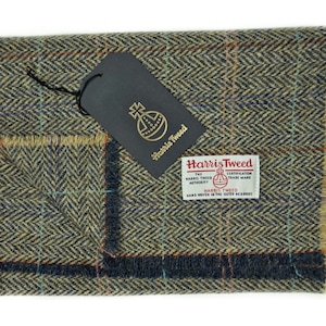 Harris Tweed Pure Wool Luxury Mens & Womens Fringed Scarf .. Overcheck